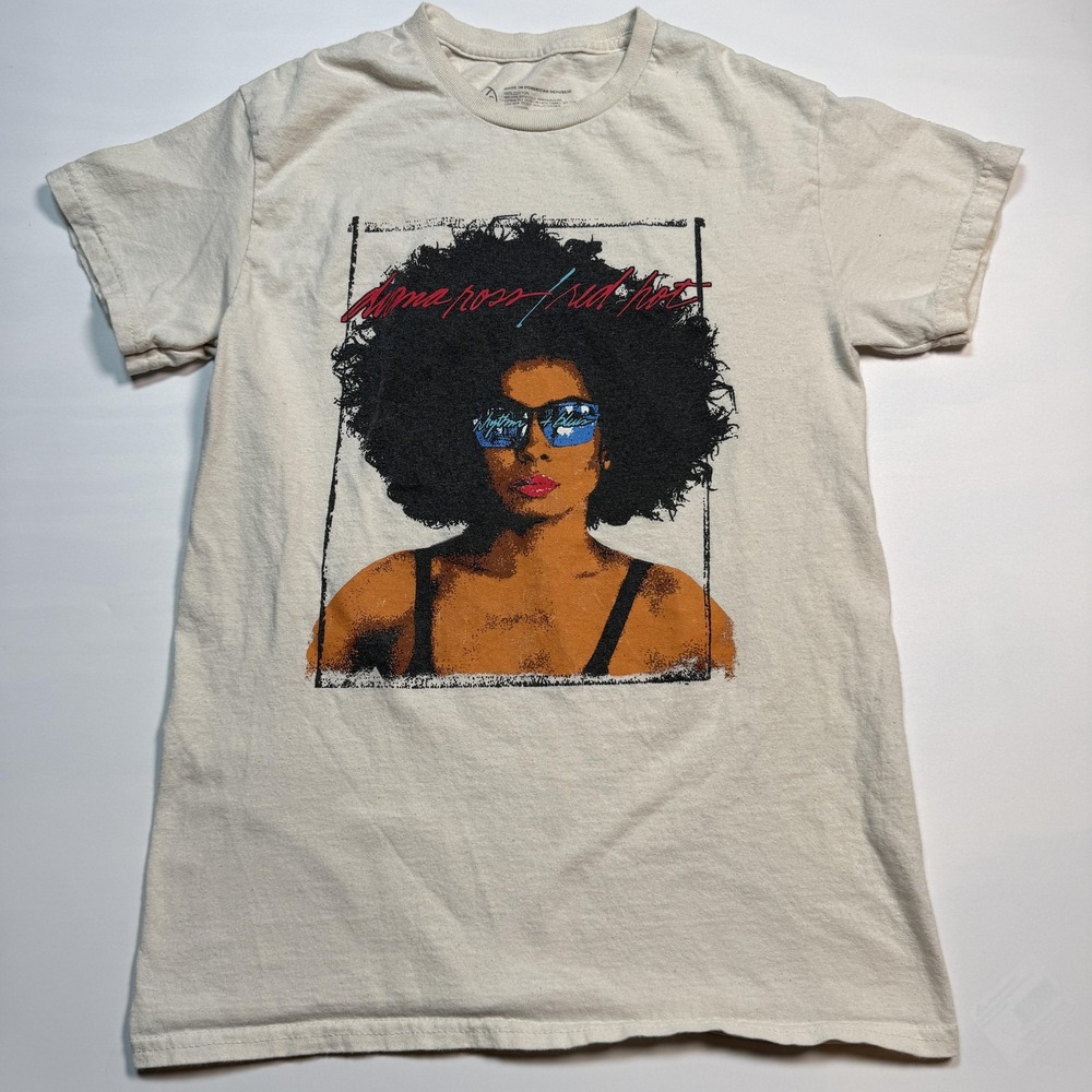 Cross Colours Diana Ross Shirt Mens Small Beige Red Hot Album Read